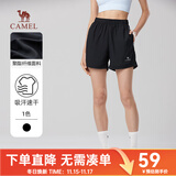 骆驼速干短袖T恤男士透气宽松休闲运动户外跑步青年夏季bj 112黑色 女款 M