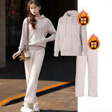 耐克（NIKE）女装运动套装冬上新运动大LOGO卫衣套头衫休闲宽松长裤 两件套 粉色卫衣长裤套装/加绒 M