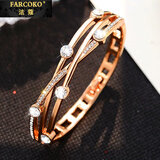 法蔻（farcoko）品牌手镯女款玫瑰金色感韩版闺蜜手环时尚饰品送女友生日礼物 玫瑰金色织梦手镯 --【精美高档礼盒】