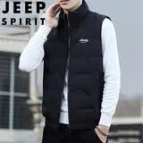 JEEP SPIRIT吉普羽绒马甲男外套冬季短款无袖羽绒服立领透气上衣 黑色 2XL