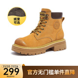 骆驼（CAMEL）【迪丽热巴同款】山越马丁靴秋冬新款高帮户外工装靴大黄靴女 L23W076036R戈壁加绒土黄 38