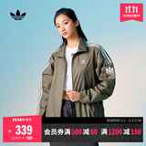 adidas情侣款复古风梭织立领夹克外套男女秋季阿迪达斯官方三叶草   岩层橄榄绿   XL