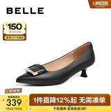 百丽（Belle）方扣高跟鞋女商场同款羊皮四季细跟单鞋Z2N2DCQ3 黑色 37 (235mm)
