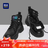 海澜之家HLA马丁靴男士休闲鞋秋冬工装鞋子男HAAGZM4AB70567 黑色加绒43
