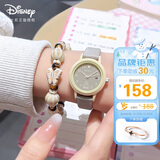迪士尼（Disney）手表女简约小圆盘带日历石英表初高中学生女孩防水手表MK-11854GY