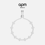 APM Monaco闪耀可调节四叶草手链情侣银饰时尚饰品礼物送女友