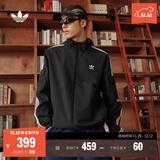 adidas经典三条纹运动连帽夹克外套男女春季阿迪达斯三叶草 黑色   M