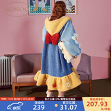 果壳（Gukoo）睡衣女迪士尼IP系列白雪公主冬珊瑚绒长款睡袍女睡衣加厚家居服D 深蓝女睡袍 L