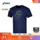 亚瑟士ASICS运动T恤男子跑步短袖透气舒适运动上衣 2011C975-001 深蓝色 S
