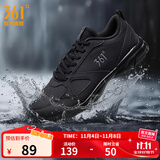 361°运动鞋男鞋秋冬季透气网面跑鞋黑色通勤轻质户外慢跑步鞋 曜石黑/烟灰【皮革面防泼水】 39