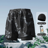 佑游游泳裤男速干防尴尬温泉速干游泳馆沙滩裤泳裤三件套24020黑色5XL