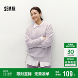 森马（Semir）毛衣女冬季oversize小狗提花圆领软糯毛衫慵懒风上衣101724107028