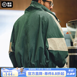 马登工装美式复古运动夹克可拆卸双拉链短款上衣拼接字母外套男潮秋季 绿色 /阿登纳绿 M