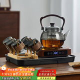 忆壶茶（YIHUTEA） 茶壶玻璃泡茶壶侧把过滤煮茶壶加厚耐热电陶炉烧水壶养生煮茶器 【10件套】1L黑色壶+1500W方形炉