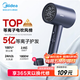 美的（Midea）5亿等离子护发电吹风 家用负离子吹风筒 1800W大功率 便携吹风机 FJ308星夜蓝 节日/生日礼物推荐 