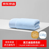 京东京造138g加厚沐兰迪毛巾 阿瓦提长绒棉7A抗菌纯棉洗脸巾 单条 水蓝色