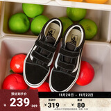 VANS范斯童鞋官方 Old Skool V黑色经典款魔术贴中大童板鞋 黑色 29码 实测内长18cm