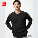 优衣库男装女装柔软圆领T恤/休闲长袖上衣25秋冬新款479783 09 黑色 L /175/100A