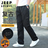 JEEP SPIRIT吉普工装裤男秋冬季休闲裤子男士新复古回潮直筒裤 黑色 2XL