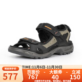 爱步（ECCO）凉鞋男磨砂舒适休闲透气拼接鞋面魔术贴平底沙滩鞋069564 黑色 44