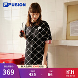 FILA FUSION 斐乐潮牌女子针织连衣裙夏新款宽松潮流运动裙子 深黑-BK（宽松版） S 160/80A