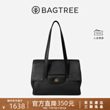 BAGTREE明星同款包包树海豚包轻奢品牌植鞣皮托特包大容量通勤女士电脑包 大号-黑色 能装14寸MacBook 高级小众