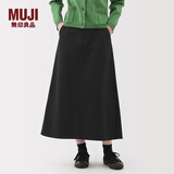 无印良品（MUJI）女式粗细不均棉线丝光斜纹A字裙长半身裙女春季裙子女装 BE1V8C5S 黑色 M （160/66A）
