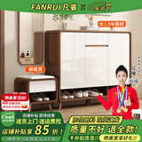 凡睿实木鞋柜家用门口换鞋凳一体靠墙可定制入户鞋柜大容量鞋架 【深胡桃+白】100长鞋柜+换鞋凳