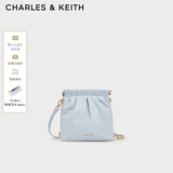 CHARLES&KEITH迷你菱格流浪包单肩斜挎双肩包包女包生日礼物CK2-60782390 【S号】Sea Salt Blue海盐蓝 S