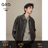 GXG男装美式皮衣男女同款2024秋季新款夹克 黑色 170/M