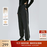 艾莱依羽绒裤女款拼接收腰束脚裤轻盈保暖耐寒通勤长裤 炭黑 S