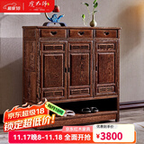 虎大师红木家具非洲鸡翅木（学名：非洲崖豆木）鞋柜入户门厅储物柜客厅玄关柜收纳柜 三门鞋柜