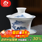 MULTIPOTENT功夫茶具三才盖碗手绘山水如意薄胎瓷盖碗