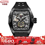 布加迪（BONEST GATTI）德国手表男士自动机械表镂空运动防水夜光酒桶腕表生日礼物送男友 BG5502-A1黑壳黑面黑胶带
