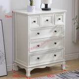 爱迪威五斗柜实木特价清仓卧室抽屉储物柜客厅收纳柜子家用五斗橱斗柜 60cm长4层米白色-整体送货 整装