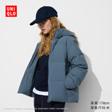 优衣库女装无缝羽绒连帽外套/冰雪羽绒无缝款科技保暖外套469896 67 海蓝色 S /155/80A