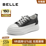 百丽（Belle）小白鞋女鞋商场款厚底增高一脚蹬单鞋透气休闲鞋U8N1DAM3 黑色 38 (240mm)