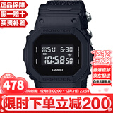 卡西欧（CASIO）G-SHOCK系列经典小方块街头时尚运动防水防震方形手表男送礼推荐 经典黑帆布表带DW-5600BBN-1