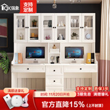 强象现代简欧书柜书桌一体双人电脑桌家用办公桌学习桌组合卧室书柜 款式5：2000*600*1900