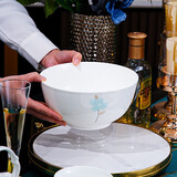 思佰得家用骨瓷碗碟套装创意陶瓷饭碗喝汤大碗简约泡面碗酒店西餐盘子 8英寸大汤碗