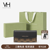 VANESSA HOGAN  VH女包PVC长款钱包小众多功能钱夹复古手拿小包生日礼物送女友 黑色