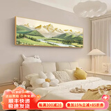 墨派卧室装饰画床头挂画现代简约轻奢酒店墙画客厅背景墙主卧房间壁画 背靠金山 160x50cm适合1.8米床晶瓷