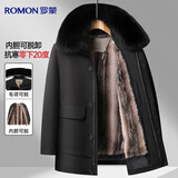罗蒙冬季棉衣男士加绒毛领派克服中老年爸爸装保暖防寒棉袄棉服外套