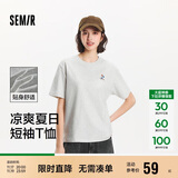 森马（Semir）【多彩凉感T】短袖t恤女夏中长款宽松舒适刺绣上衣109324100007