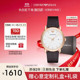 安普里奥·阿玛尼（Emporio Armani）手表男士简约商务系列 经典皮带石英欧美表生日礼物送男友AR2502