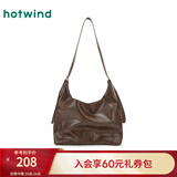 热风（Hotwind）【商场同款】女士单肩包秋季新款擦色做旧复古棕色大容量休闲女包 131黑棕 F