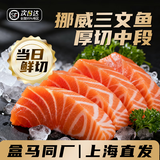 尚致挪威三文鱼冰鲜三文鱼刺身中段进口即食当天现切大西洋鲑生吃鱼片 挪威进口 三文鱼刺身 400g 净重