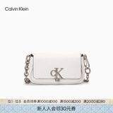 Calvin Klein时尚单肩包礼物链条包包金属字母旋扣翻盖CK女包斜挎马鞍包DH3240