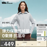 蕉下（beneunder）外套女气绒棉服中暖弹力连帽户外运动秋冬CL231蓝烟灰S