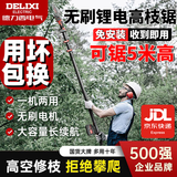 德力西电气充电高枝锯可伸缩电动加长杆锂电锯修剪树枝园林果树单手锯电链锯 【单节可锯3.6米高】2.0单电+3链 标配6寸联系客服可免费升级8寸锯